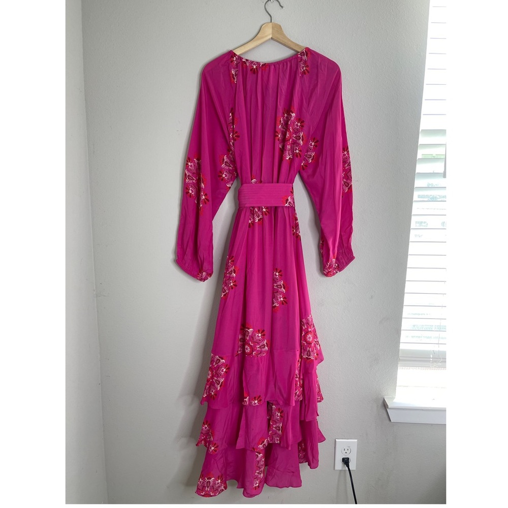 Figue Frederica Printed Tiered Ruffle Belted Dress L - Picture 5 of 11